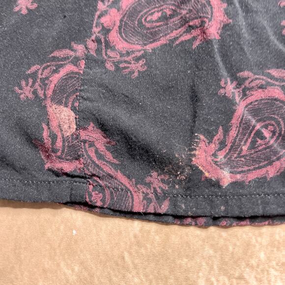 Vintage 90s Black Paisley Button Up Whimsigoth Maxi Skirt Maroon A Line Gothic - Picture 5 of 7